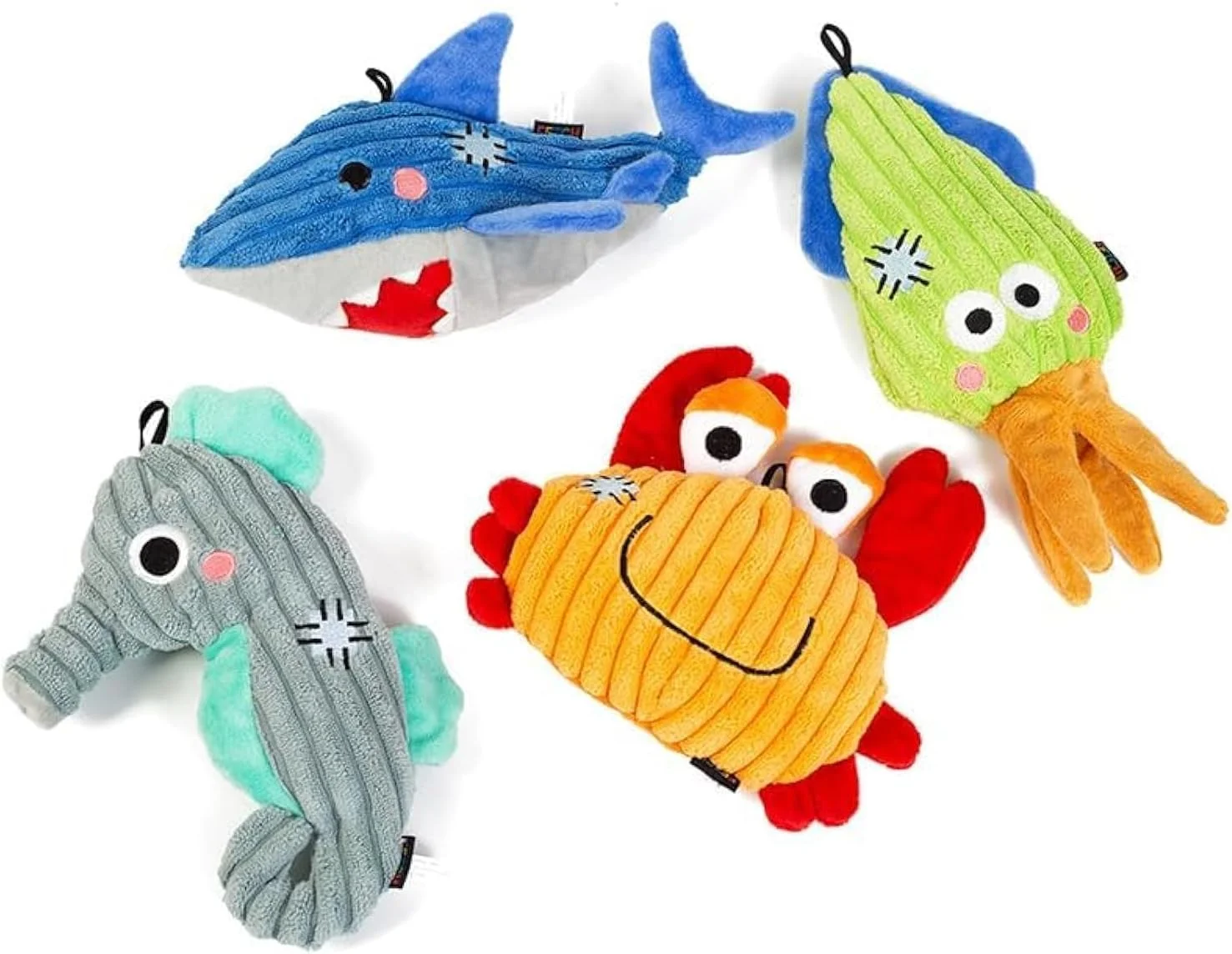 مجموعه اسباب بازی سگ، 4 عددی طرح دریایی برای بازی تعاملی، اسباب بازی های جویدنی بادوام برای سگ های کوچک و متوسط