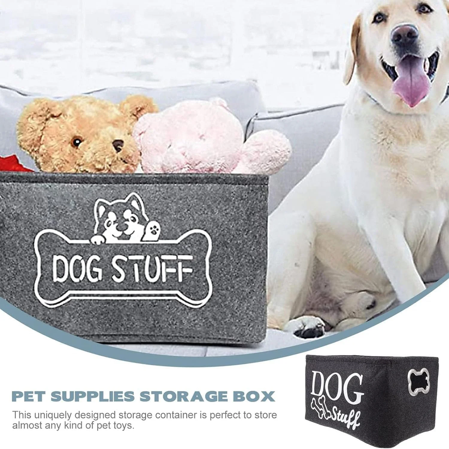 جعبه اسباب بازی سگ X spring، جعبه نگهداری تاشو مشکی با دستگیره، سازمان دهنده بزرگ اسباب بازی حیوانات خانگی برای سگ ها و گربه ها، ایده آل برای دکوراسیون منزل اتاق نشیمن و سازماندهی لوازم جانبی حیوانات خانگی