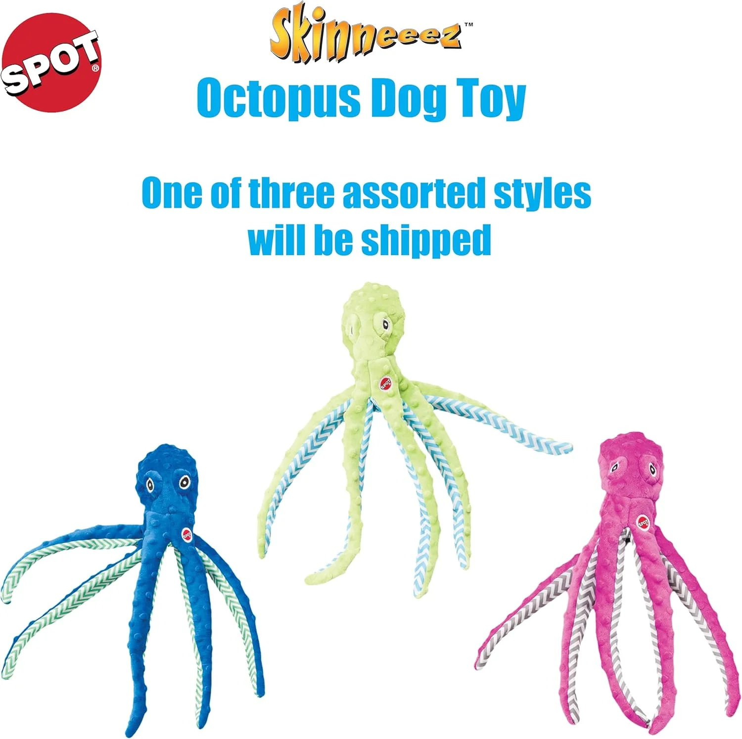 اسباب بازی اختاپوس سگ و گربه بدون الیاف SPOT Ethical Pets Skinneeez Extreme، 40 سانتی متر، متنوع