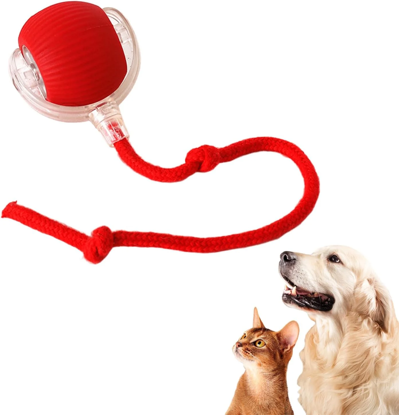 توپ بازی تعاملی سگ اسپینکیت - Celerypets، توپ بازی تعاملی سگ Pet Droid، توپ غلتان جویدنی برای سگ ها، برای سگ های داخل خانه، اجتناب هوشمندانه از موانع، عمر باتری طولانی، تمیز کردن آسان (قرمز)