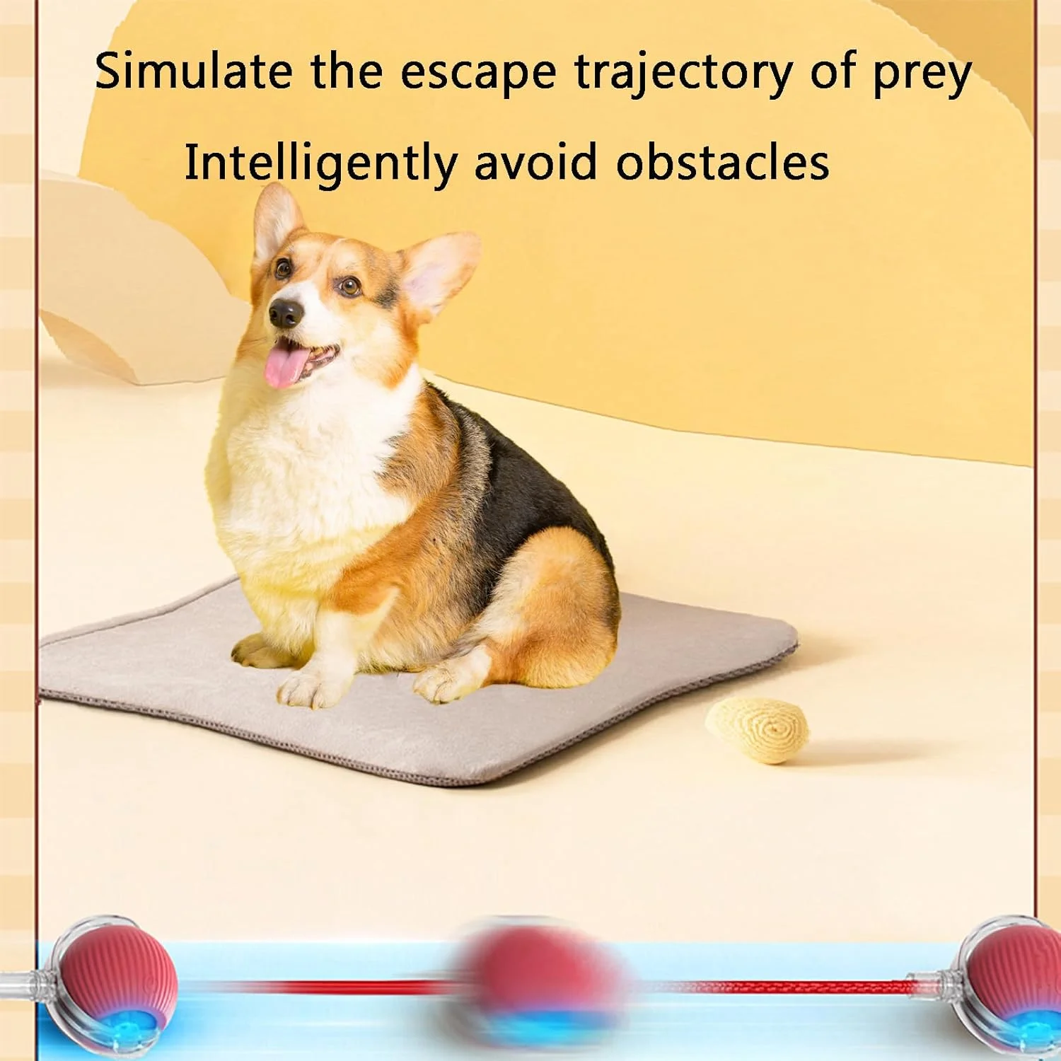 توپ بازی تعاملی سگ اسپینکیت - Celerypets، توپ بازی تعاملی سگ Pet Droid، توپ غلتان جویدنی برای سگ ها، برای سگ های داخل خانه، اجتناب هوشمندانه از موانع، عمر باتری طولانی، تمیز کردن آسان (قرمز)