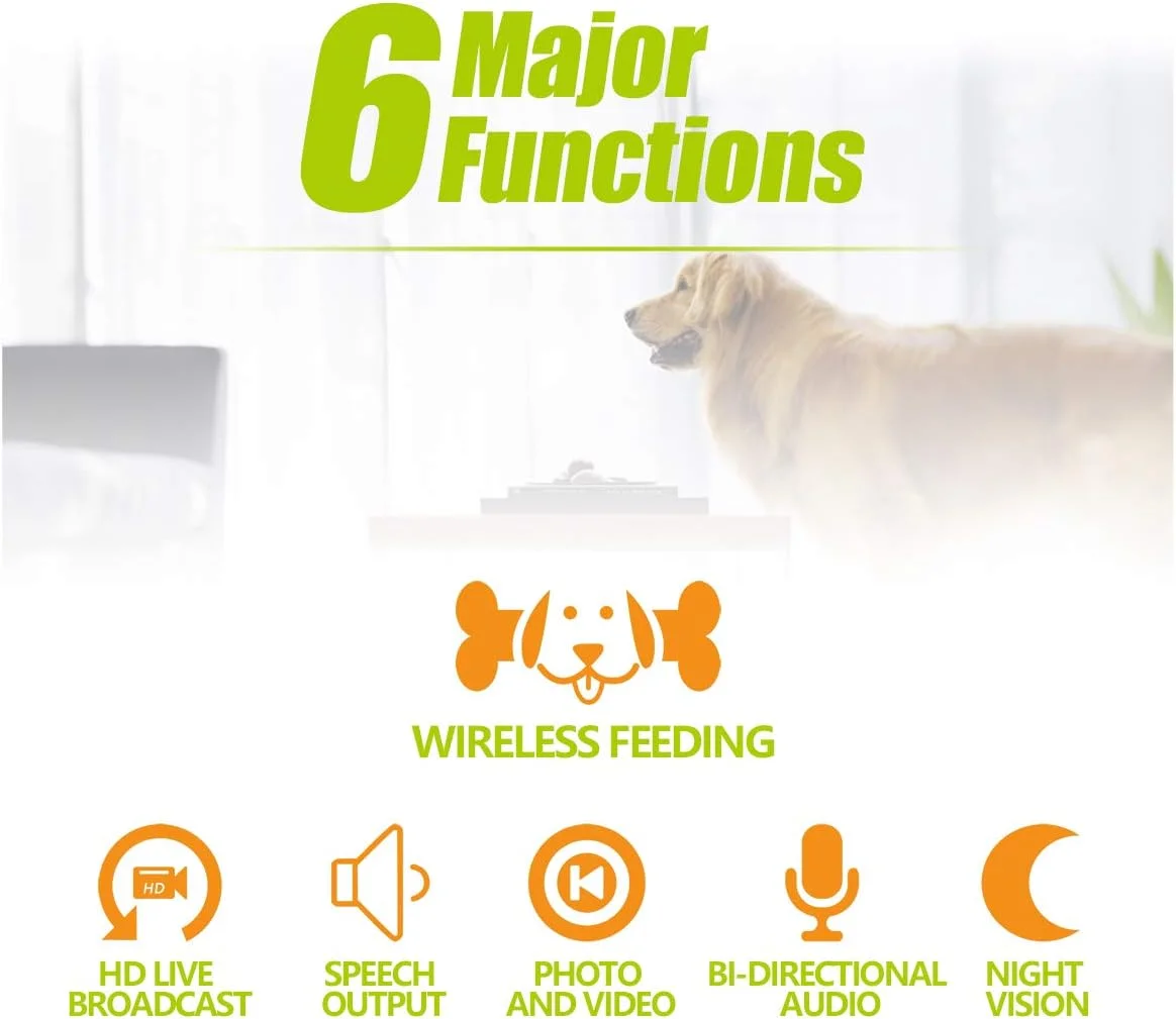 دوربین سگ SKYMEE SM-02، دستگاه پخش تشویقی، دوربین حیوانات خانگی از راه دور با صدای دو طرفه و دید در شب از طریق برنامه، سازگار با الکسا