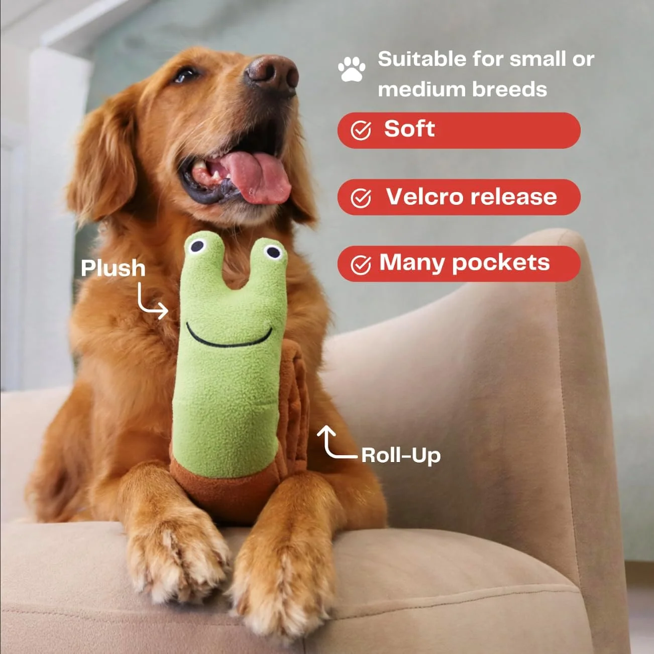 اسباب بازی پازلی سگ، اسباب بازی خرطومی سگ مدل حلزون - اسباب بازی های تعاملی توله سگ، اسباب بازی های پولیشی جیر جیر کننده برای آموزش غریزه جستجو و بازی کاهش استرس