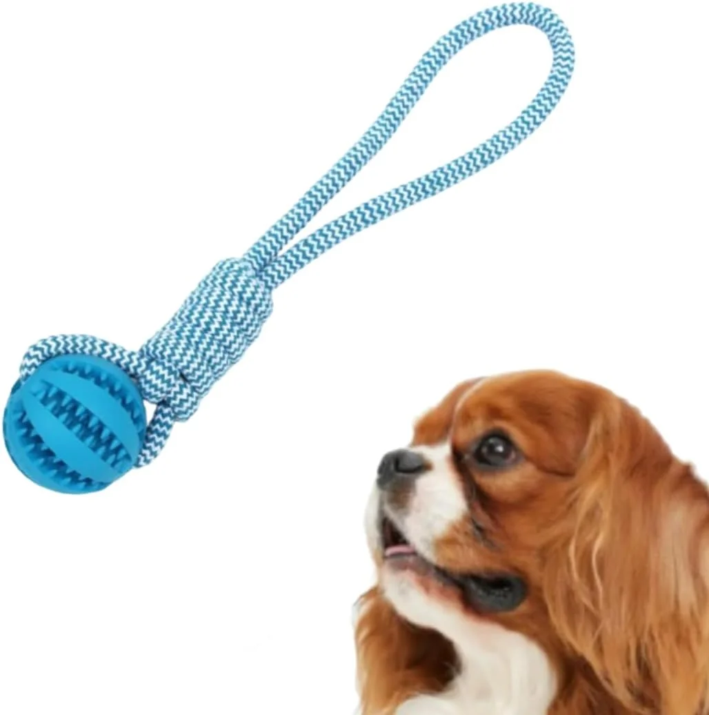 اسباب بازی آموزشی هوش حیوانات خانگی SKS-GROUP، اسباب بازی جویدنی سگ و گربه، توپ طنابی جیرجیر کننده، اسباب بازی خراش حیوانات خانگی (آبی)