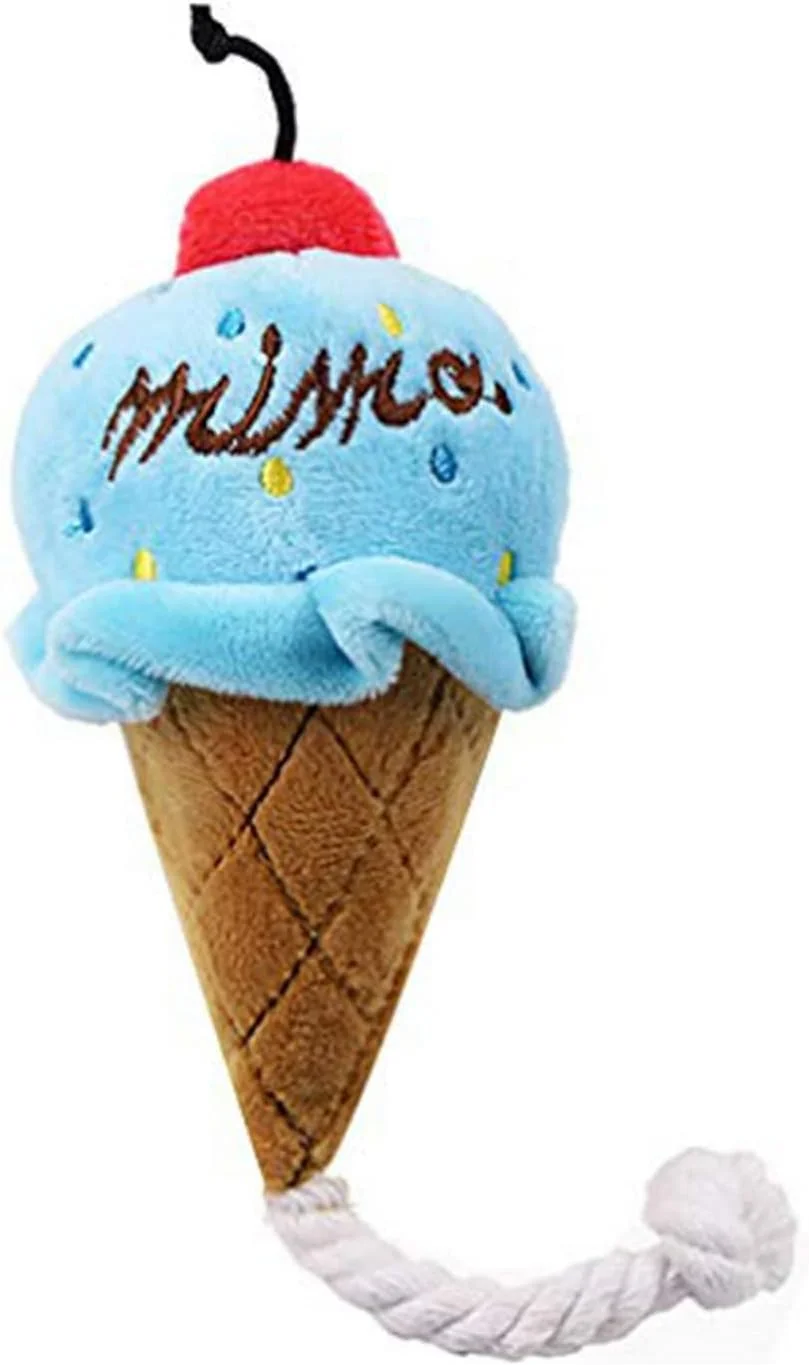 اسباب بازی سگ صدادار SKEIDO برای سگ های کوچک، اسباب بازی توله سگ مخملی - بستنی آبی