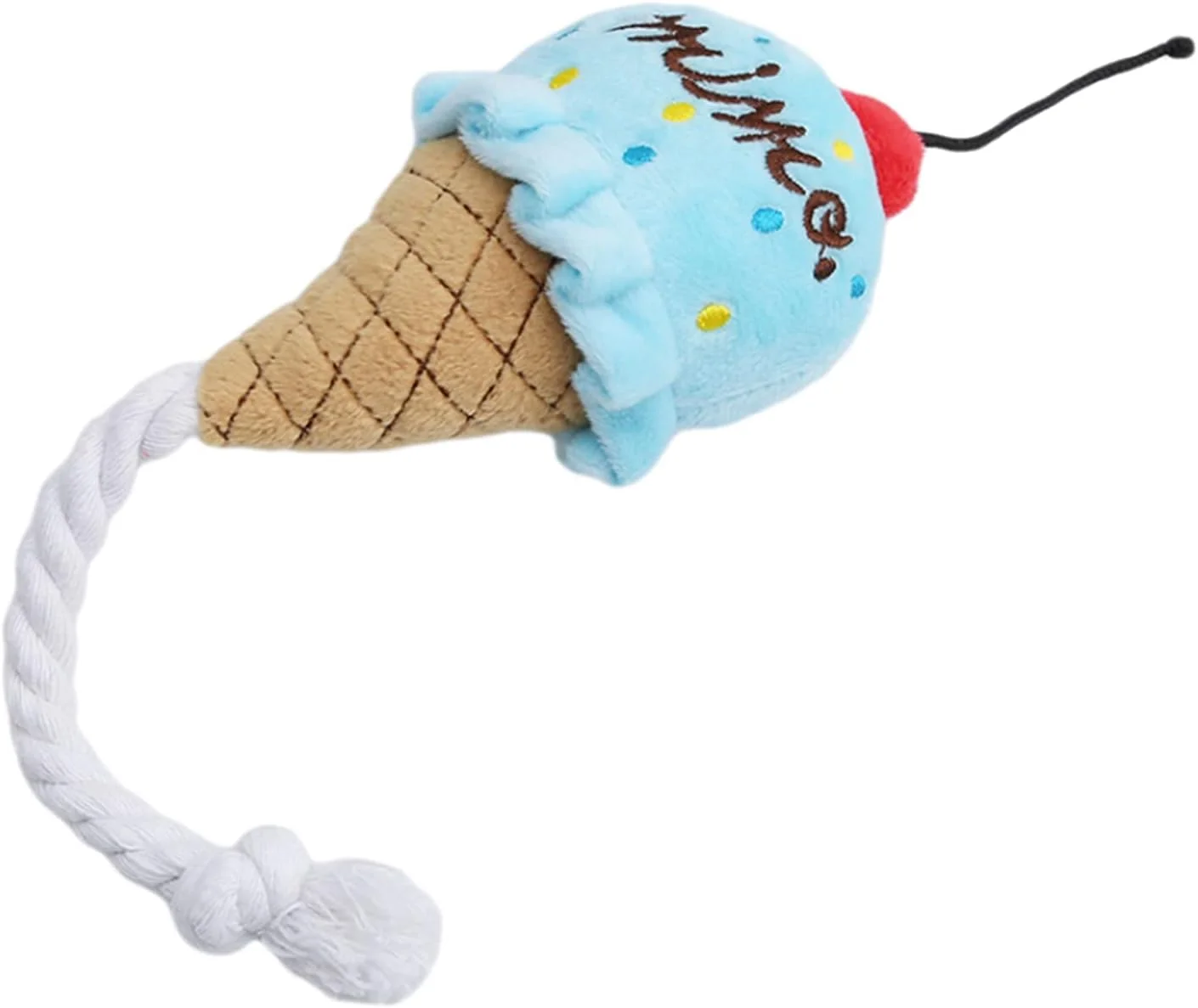 اسباب بازی سگ صدادار SKEIDO برای سگ های کوچک، اسباب بازی توله سگ مخملی - بستنی آبی