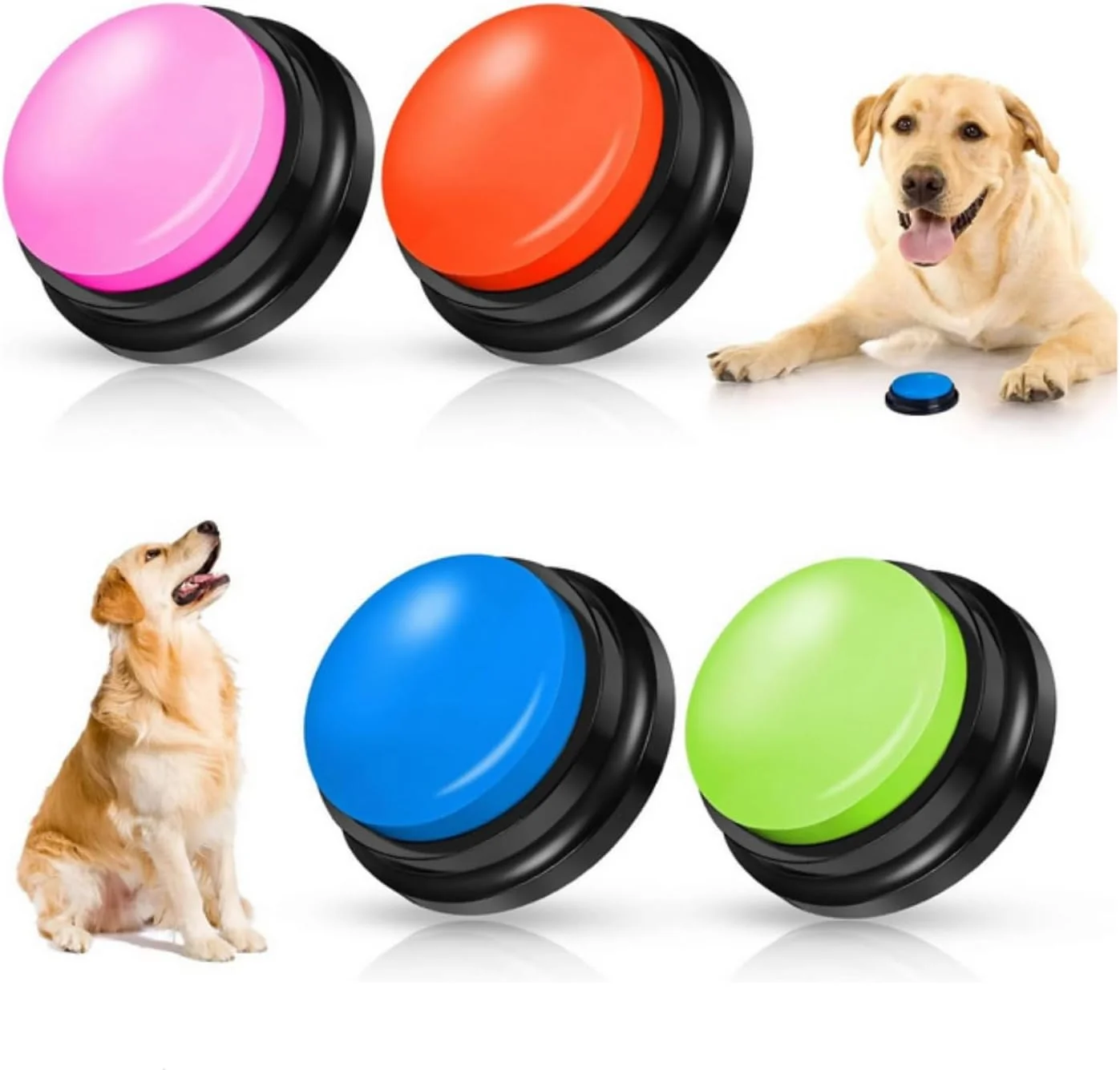 دکمه های آموزش سخنگوی سگ SKEIDO، بسته 4 عددی، دکمه آموزش سگ برای ارتباط، دکمه ضبط صدای 30 ثانیه ای تعاملی آموزش حیوانات خانگی با پخش ضبط صدا، هدیه سرگرم کننده