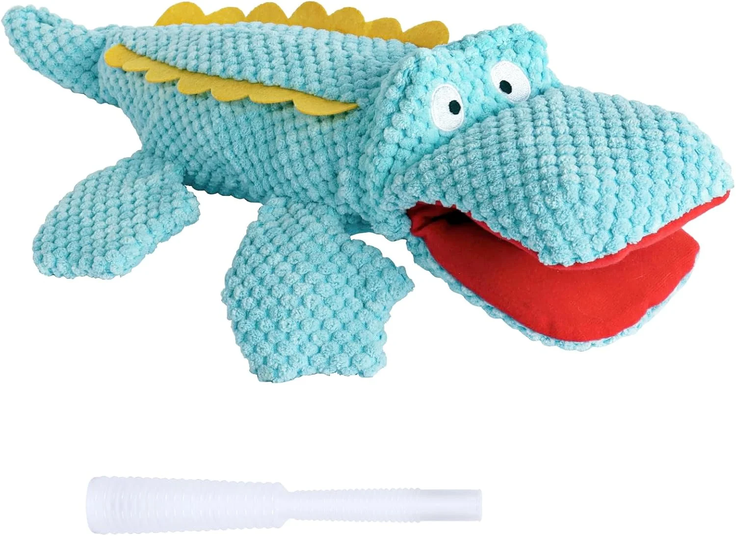 اسباب بازی سگ جیر جیر کننده SCHITEC، اسباب بازی پولیشی بدون پرکننده با کاغذ چروک برای حیوانات خانگی کوچک، متوسط و بزرگ، نگهدارنده بطری آب پلاستیکی (تمساح آبی)