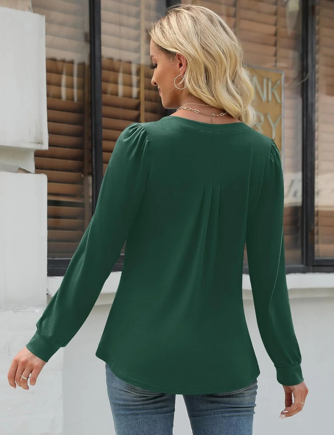 LOMON تیشرت آستین بلند زنانه یقه هفت دکمه دار، تاپ های پلیسه دار، تونیک بهاره مدل 2025 سایز S-XXL