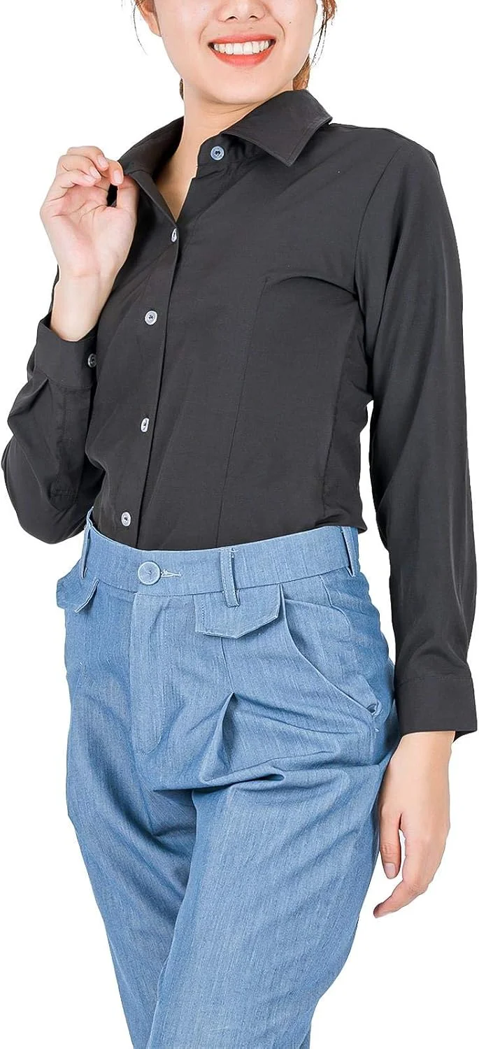 پیراهن آستین بلند دکمه دار زنانه LOFBAZ، مناسب برای استفاده روزمره و شیک