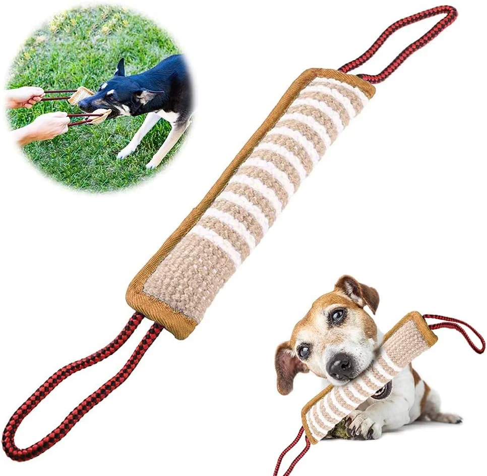 سوسیس جوت برای جویدن، سوسیس جوت سگ، سوسیس جوت با 2 دسته، سوسیس جوت برای کشیدن طناب و بازی های کششی با سگ، اسباب بازی سگ بسیار مقاوم، برای آموزش سگ/بازی های تعاملی