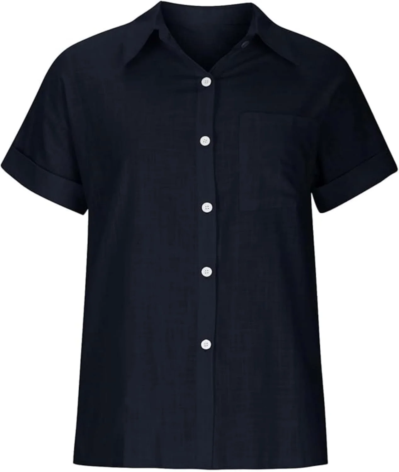 Lingjiazi پیراهن زنانه آستین کوتاه دکمه دار یقه هفت بلوز تاپ زنانه