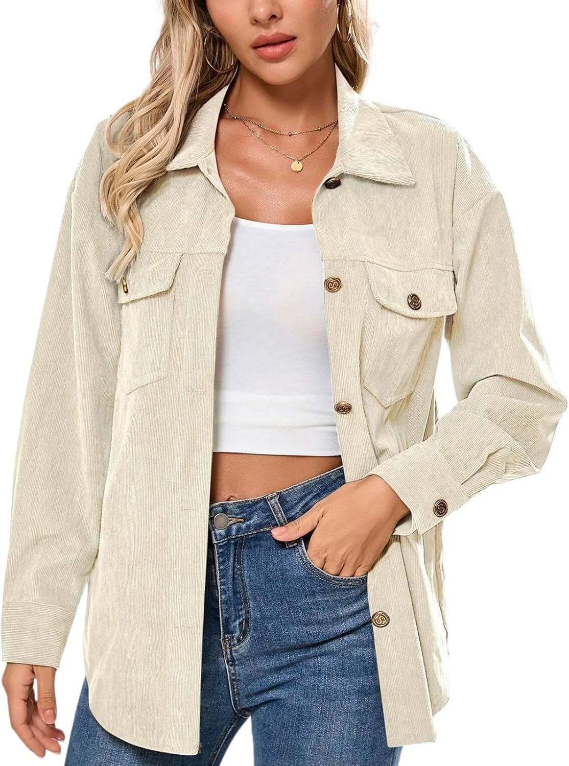 شکت زنانه دکمه دار مخمل کبریتی سایز بزرگ آستین بلند مدل بلوز و تاپ مد روز 2024