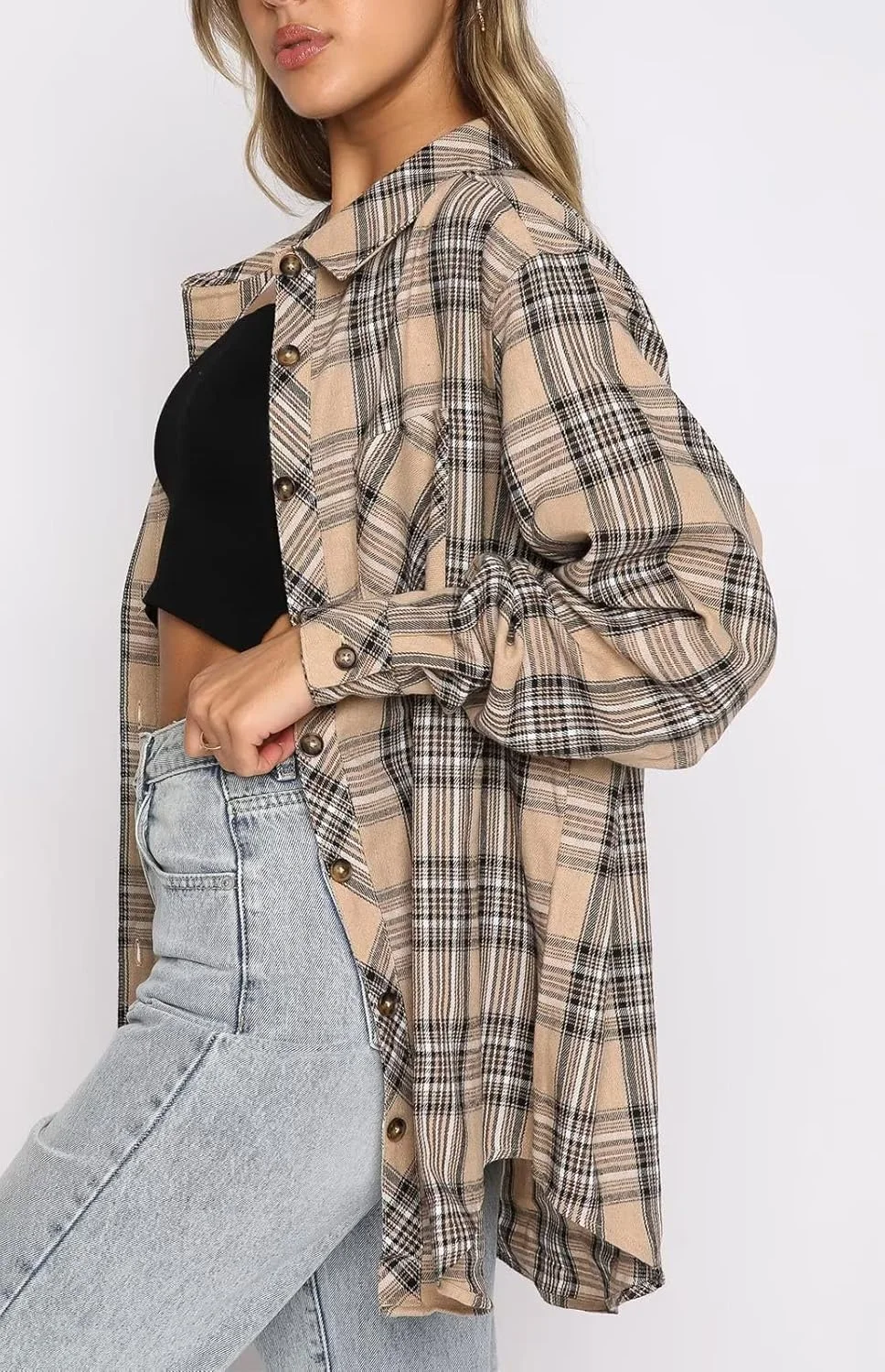 پیراهن چهارخانه زنانه LACOZY، پیراهن دکمه دار زنانه