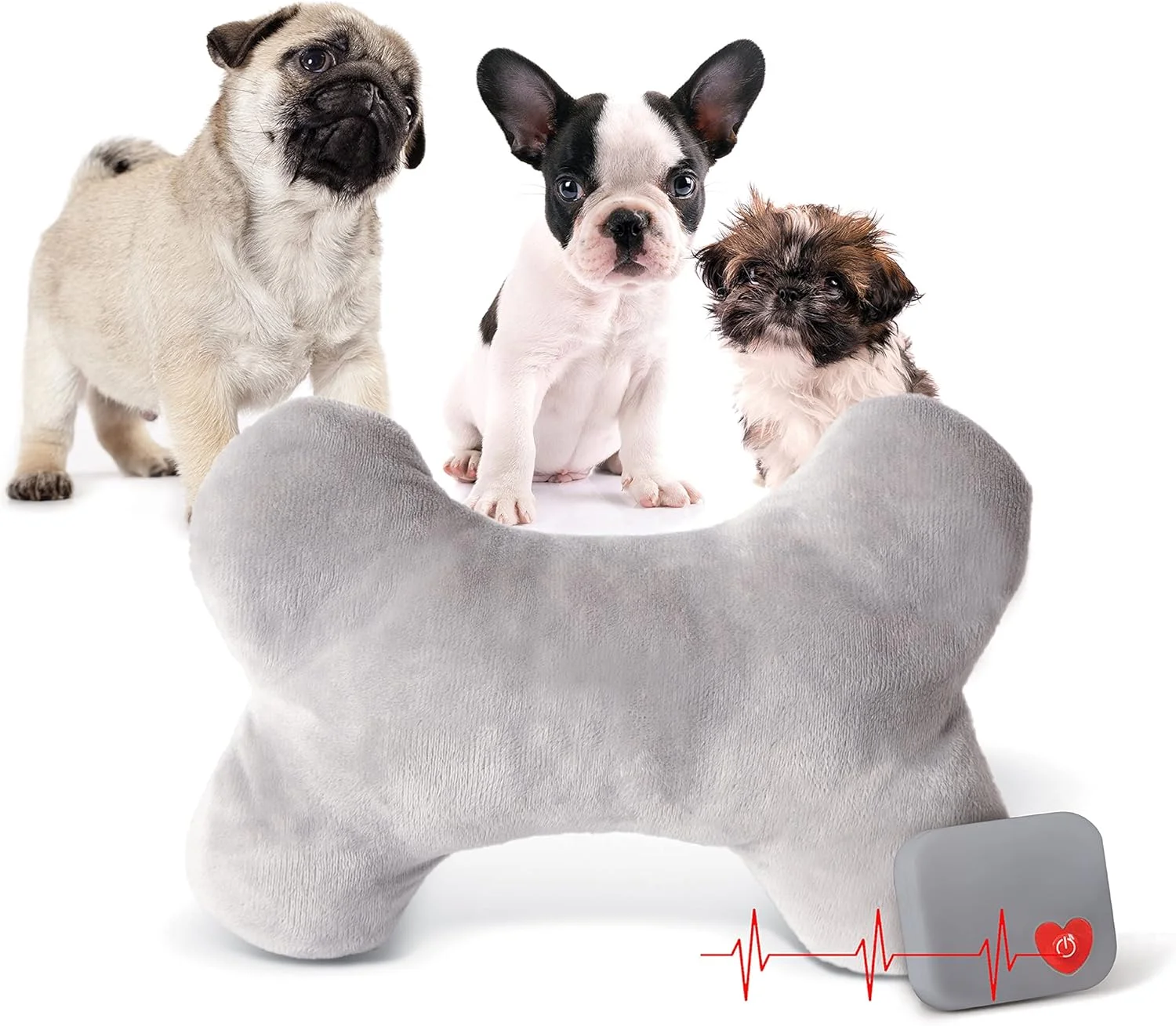 بالش استخوانی سگ مخمل خواب دار ضربان قلب مادر K&H PET PRODUCTS خاکستری نژاد کوچک ریتم ضربان قلب 8 اینچ