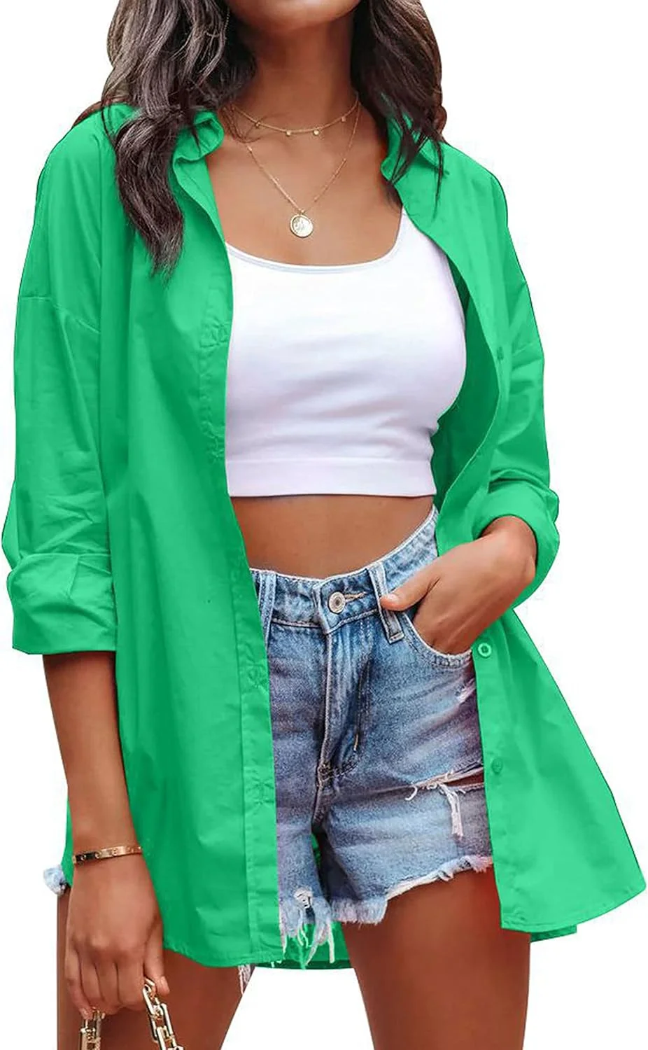 پیراهن های دکمه دار آستین بلند Korebow زنانه، بلوزهای گشاد و غیر رسمی مناسب کار و محیط اداری