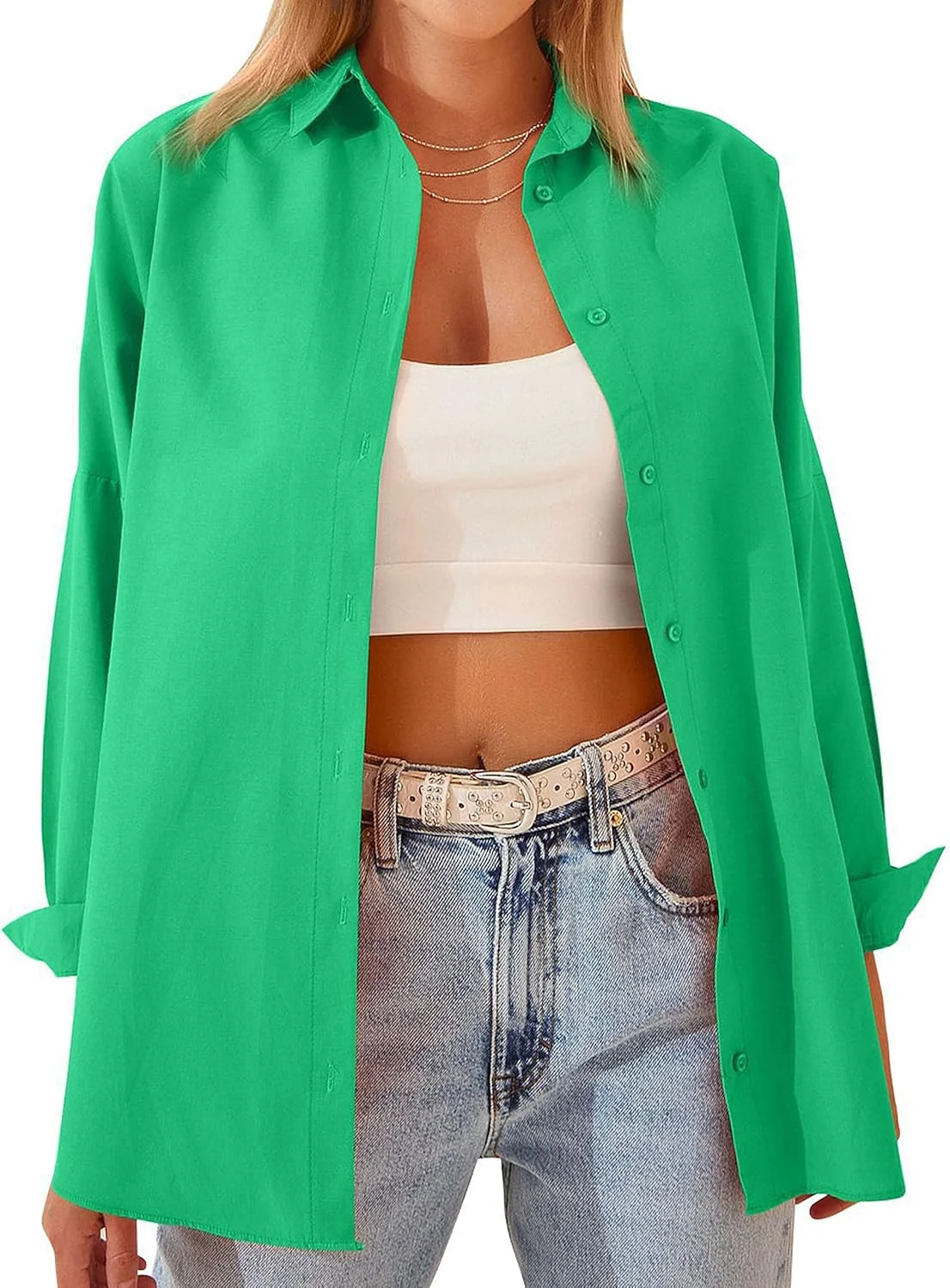 پیراهن های دکمه دار آستین بلند Korebow زنانه، بلوزهای گشاد و غیر رسمی مناسب کار و محیط اداری