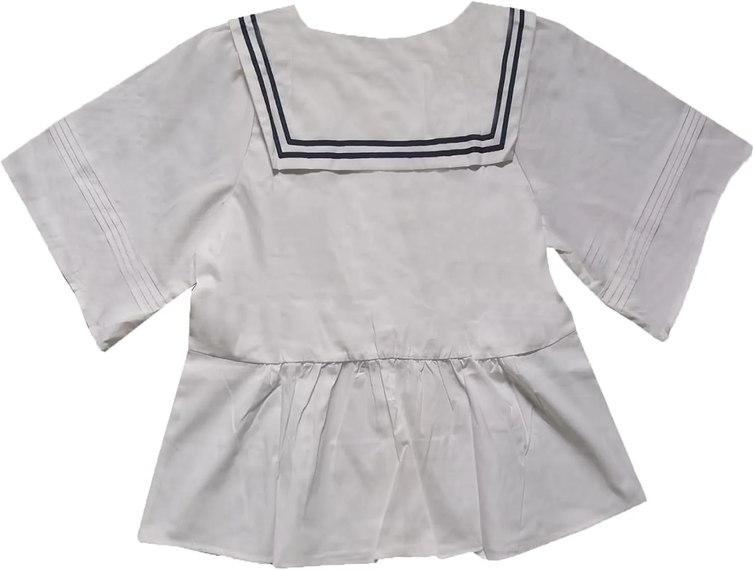 بلوز زنانه یقه ملوانی KUFEIUP آستین سه ربع دکمه دار پلیسه دار