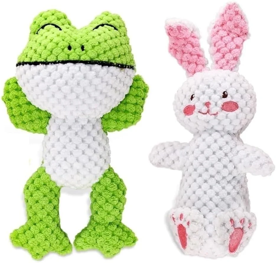 ست اسباب بازی سگ پولیشی، شامل یک قورباغه و خرگوش، 19 و 21 سانتی متر، سبز و سفید، 2 عدد