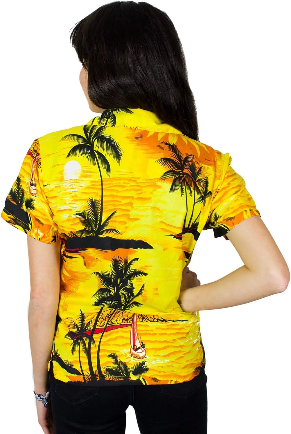 پیراهن بلوز هاوایی کینگ کامهاما زنانه دکمه دار غیر رسمی شاد آستین کوتاه طرح موج سواری یونیسکس