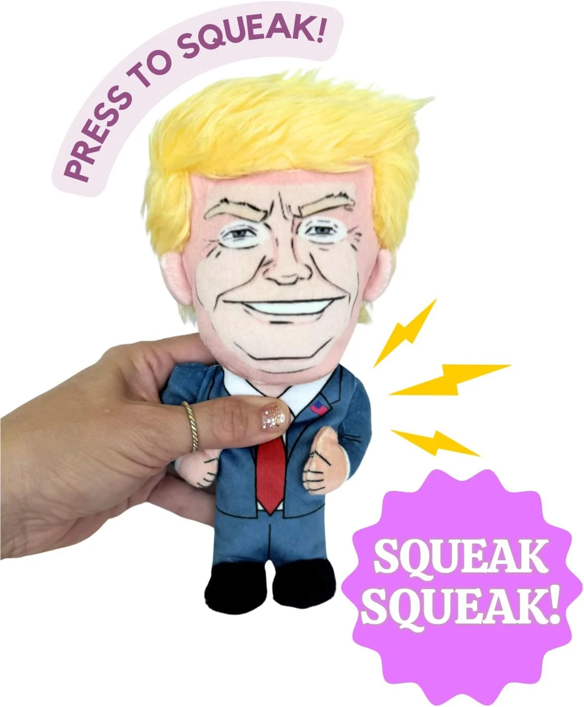 اسباب بازی سگ ترامپ دونالد ترامپ 8 اینچی - اسباب بازی جویدنی خنده دار سیاسی برای سگ ها و گربه ها، ایده آل برای آوردن، جویدن و نوازش کردن - دارای صدای جیر جیر برای سرگرمی و خنده بی وقفه حیوانات خانگی