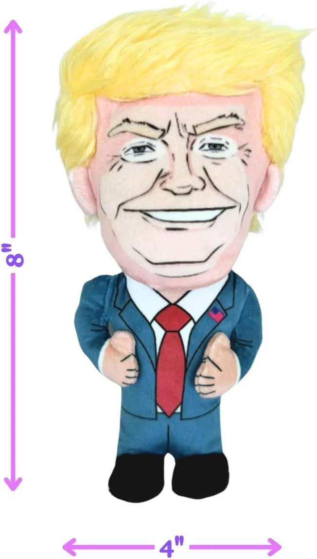 اسباب بازی سگ ترامپ دونالد ترامپ 8 اینچی - اسباب بازی جویدنی خنده دار سیاسی برای سگ ها و گربه ها، ایده آل برای آوردن، جویدن و نوازش کردن - دارای صدای جیر جیر برای سرگرمی و خنده بی وقفه حیوانات خانگی