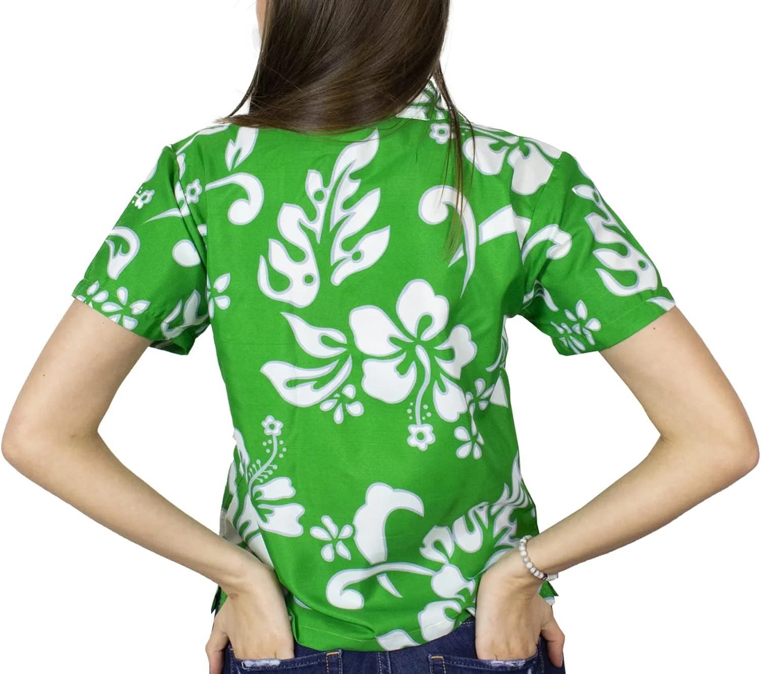بلوز هاوایی زنانه JK-Funky، آستین کوتاه دکمه دار، طرح گل، قبیله ای، آلوها، چاپ گل ختمی