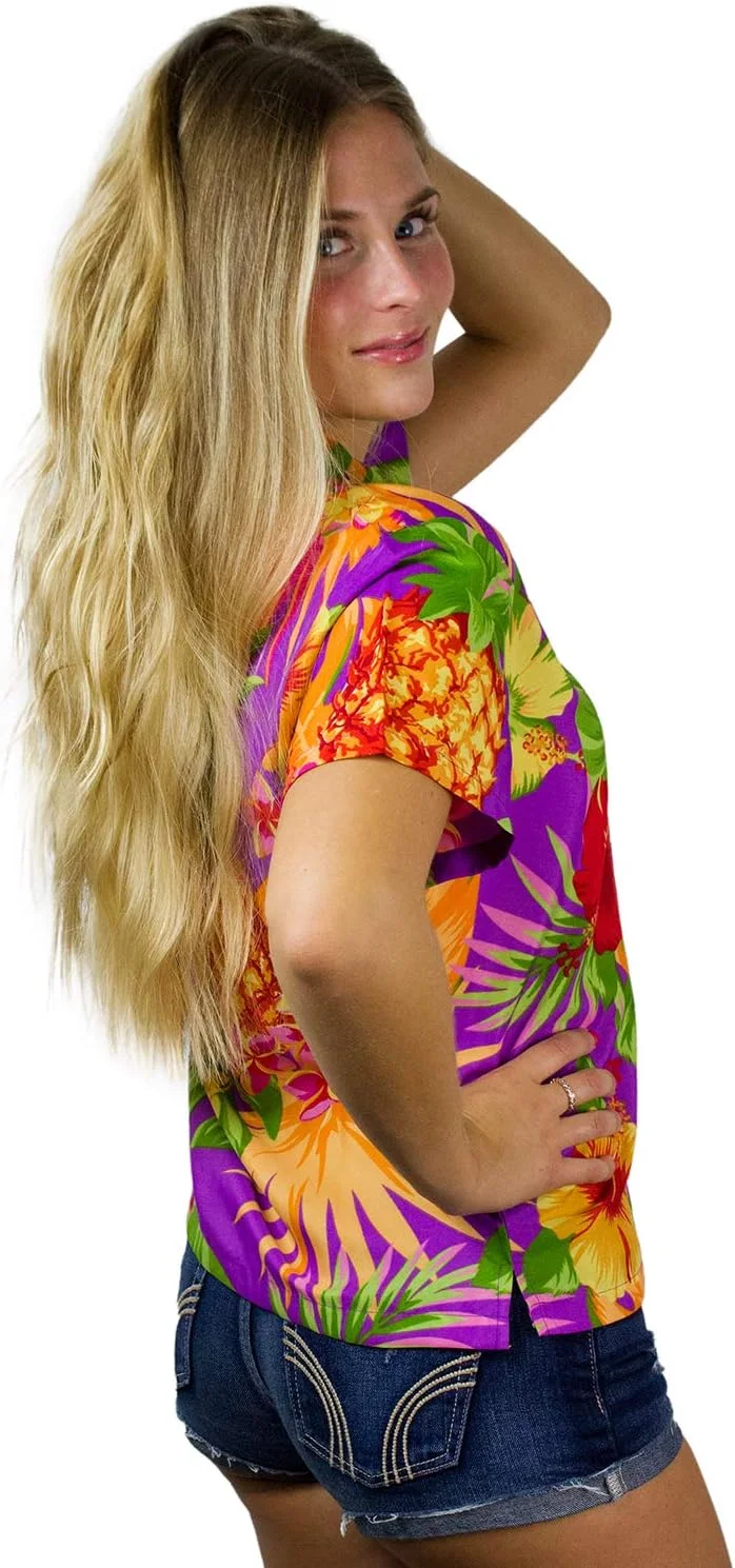 بلوز آستین کوتاه زنانه کینگ کامهاما با طرح آناناس، مناسب مهمانی های تابستانی و استفاده روزمره