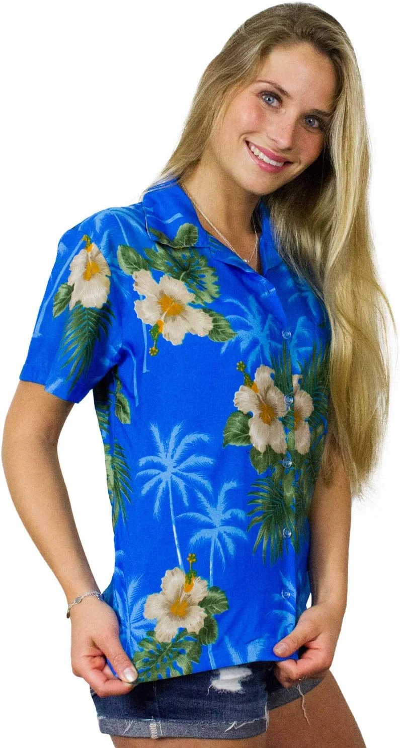کینگ کامهائا بلوز هاوایی فانکی زنانه آستین کوتاه با جیب جلو طرح هاوایی فلامینگو