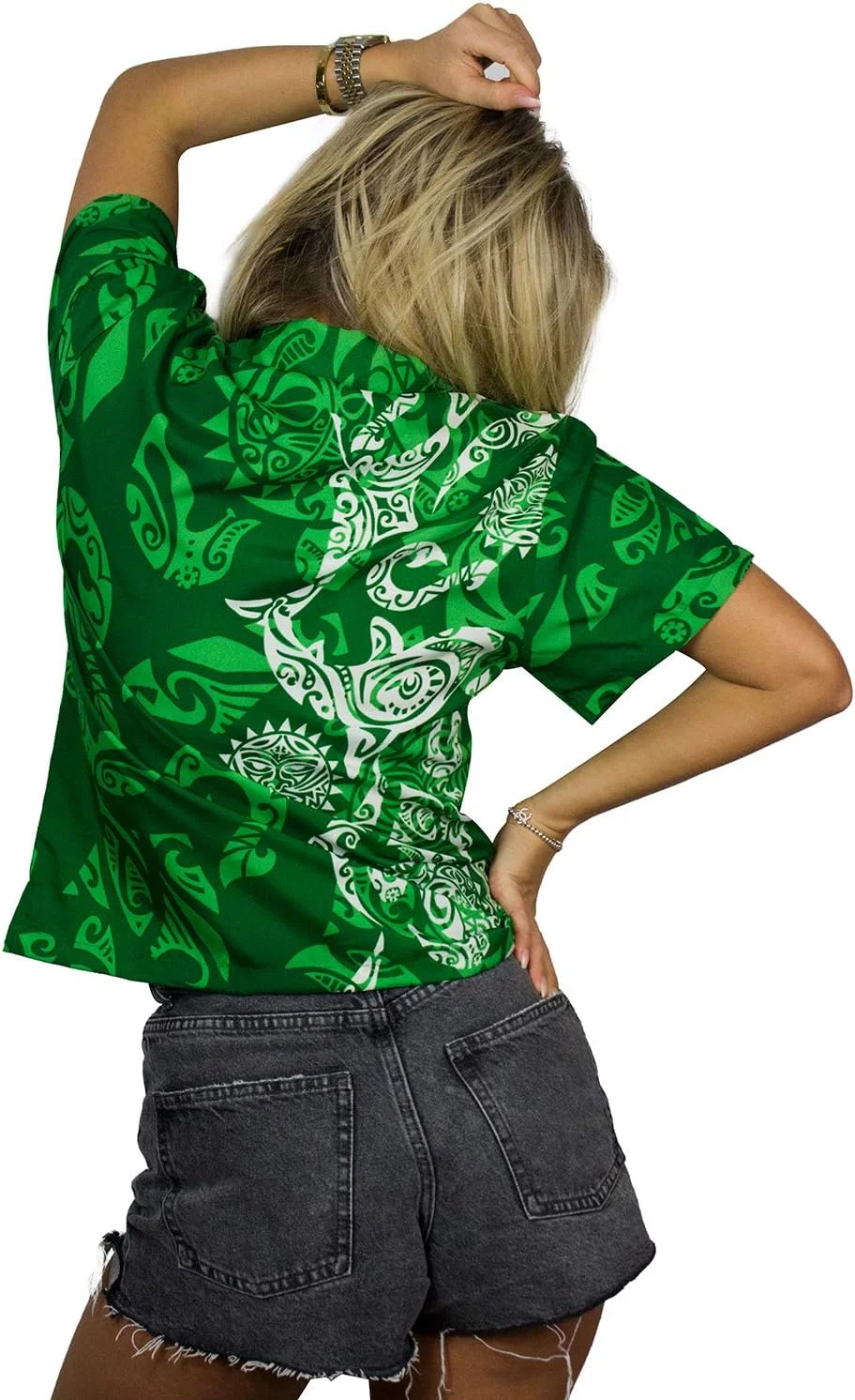 بلوز زنانه - پیراهن آستین کوتاه دکمه دار غیر رسمی تعطیلات هاوایی بلوزهای آلوها هنر قبیله ای مائوری