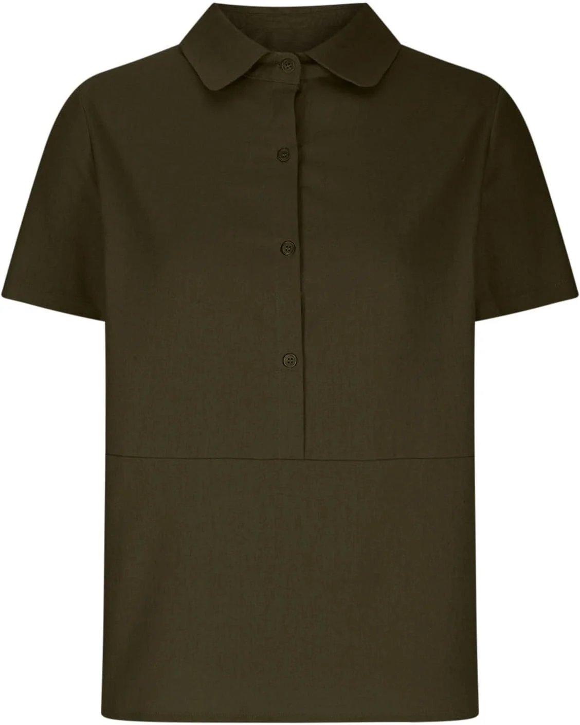 تاپ های زنانه JOFOW برای سال 2024، تاپ های لینن سایز بزرگ، پیراهن های گازی زنانه، آستین کوتاه دکمه دار زنانه