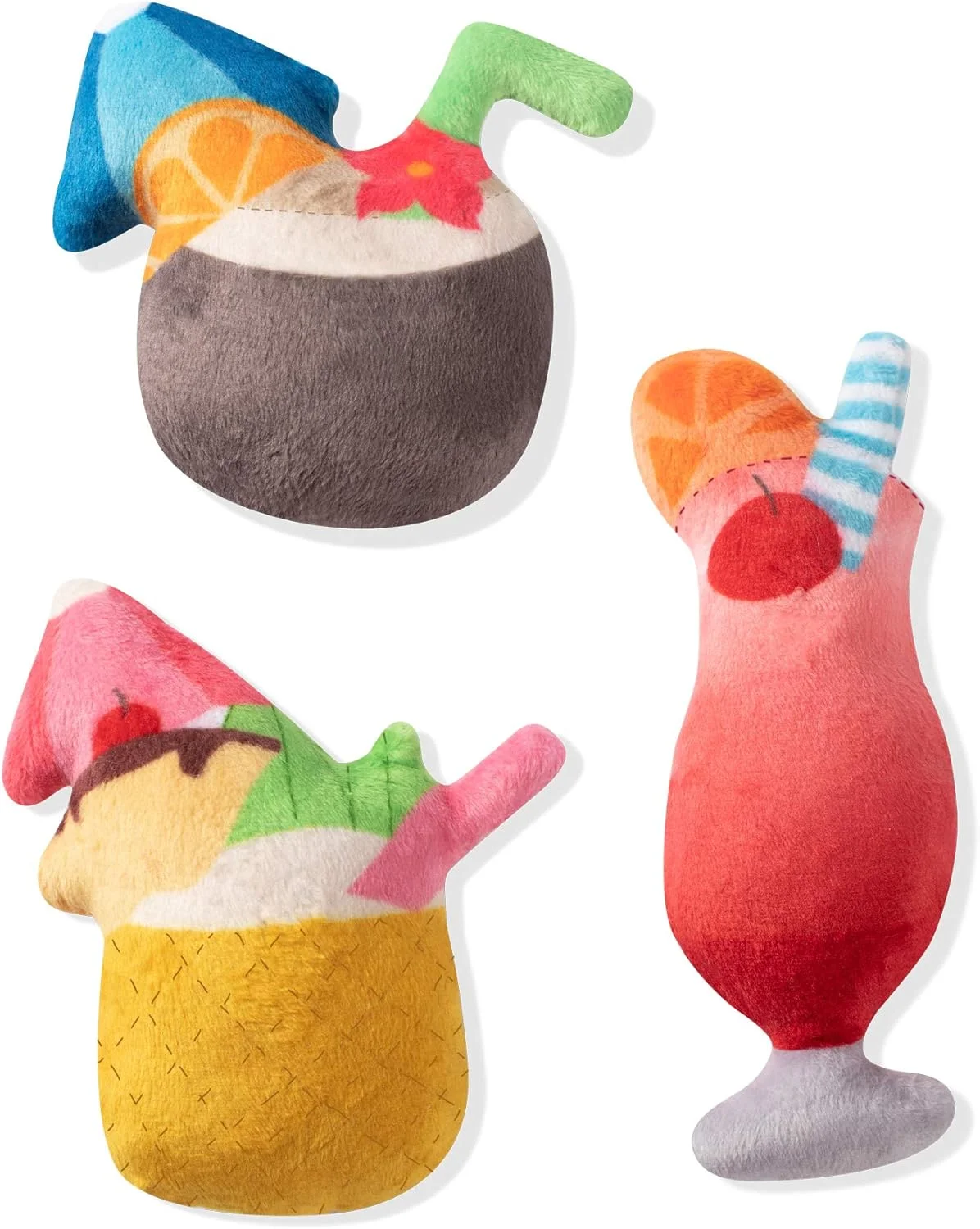 ست اسباب بازی سگ کوچک 3 تکه نوشیدنی های استوایی پت شاپ بای فرینج استودیو - 12X10 سانتی متر