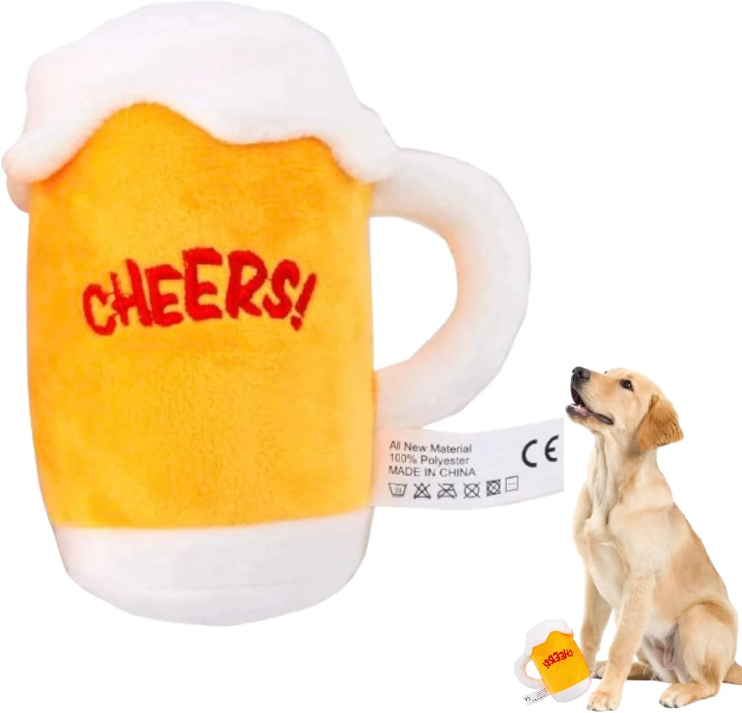 اسباب بازی جویدنی سگ طرح ماگ آبجو PETSARY - اسباب بازی سگ ماگ مخملی صدادار طرح آبجو - اسباب بازی تمیز کننده دندان طرح بطری شراب - دندان گیر نرم و ضد گاز گرفتن - اسباب بازی کششی فنجانی برای سگ های کوچک و متوسط