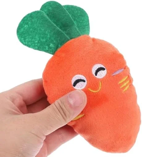 اسباب بازی سگ جیرجیردار پولیشی پتساری | هویج کارتونی حیوانات پر شده برای جویدن توله سگ | اسباب بازی آموزشی نرم برای توله سگ ها | لوازم حیوانات خانگی