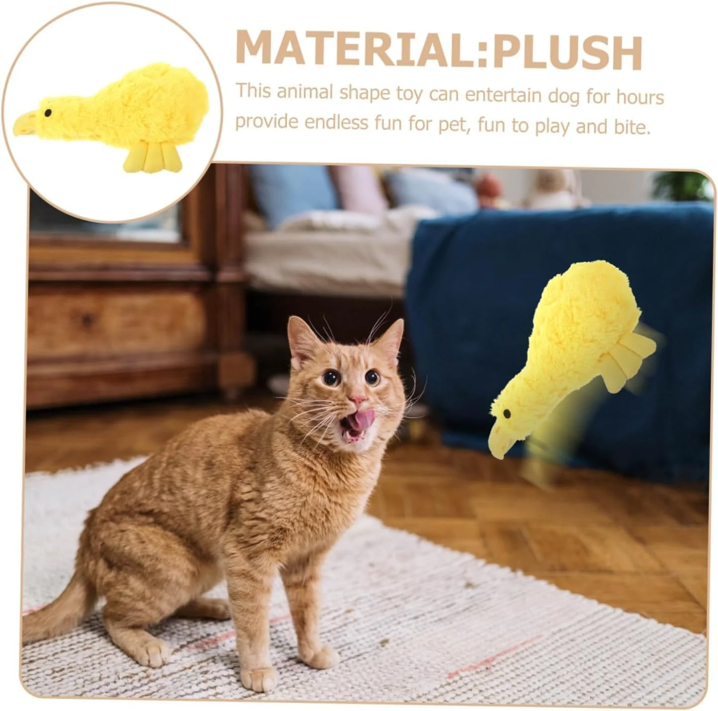 اسباب بازی اردک سگ پتشاری، بزرگ، پشمالو و پولیشی | اسباب بازی نرم گاز گرفتنی اردکی شکل با صدای جیر جیر | اسباب بازی جویدنی آموزشی توله سگ کارتونی حیوانات | اسباب بازی دندانی تعاملی برای جویدن و تمیز کردن دندان سگ (زرد)