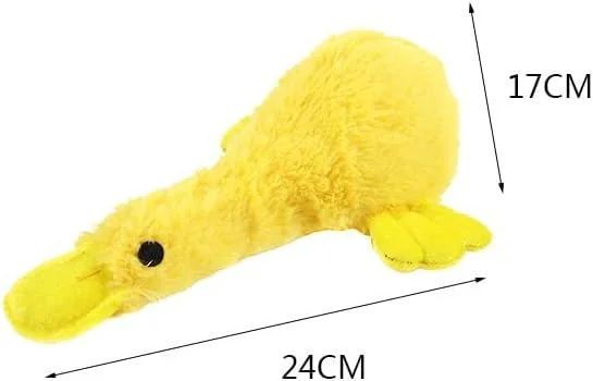 اسباب بازی اردک سگ پتشاری، بزرگ، پشمالو و پولیشی | اسباب بازی نرم گاز گرفتنی اردکی شکل با صدای جیر جیر | اسباب بازی جویدنی آموزشی توله سگ کارتونی حیوانات | اسباب بازی دندانی تعاملی برای جویدن و تمیز کردن دندان سگ (زرد)