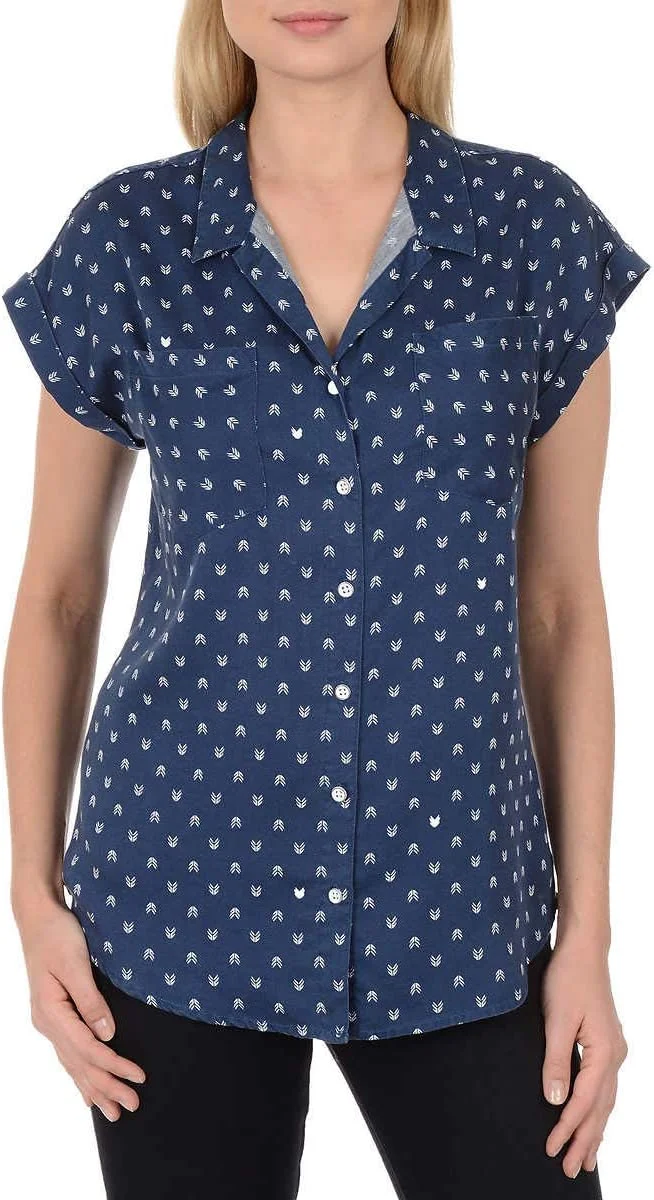 پیراهن زنانه آستین کوتاه دکمه دار Jachs - بلوز طرح دار آستین کوتاه