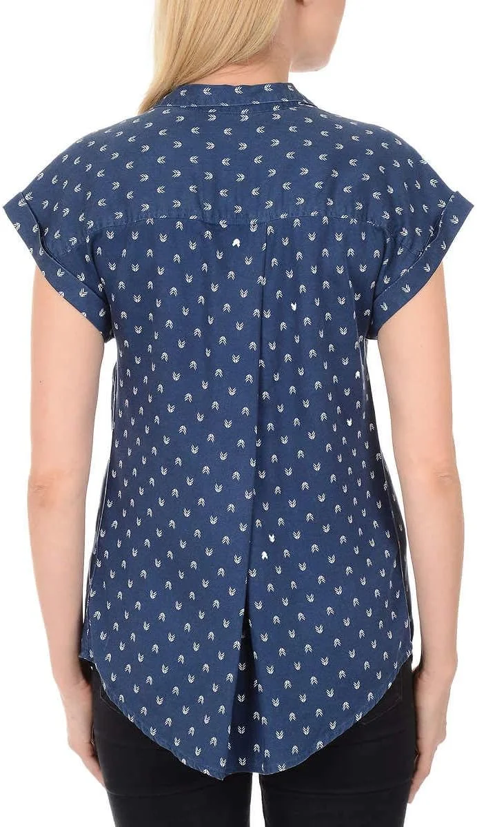 پیراهن زنانه آستین کوتاه دکمه دار Jachs - بلوز طرح دار آستین کوتاه
