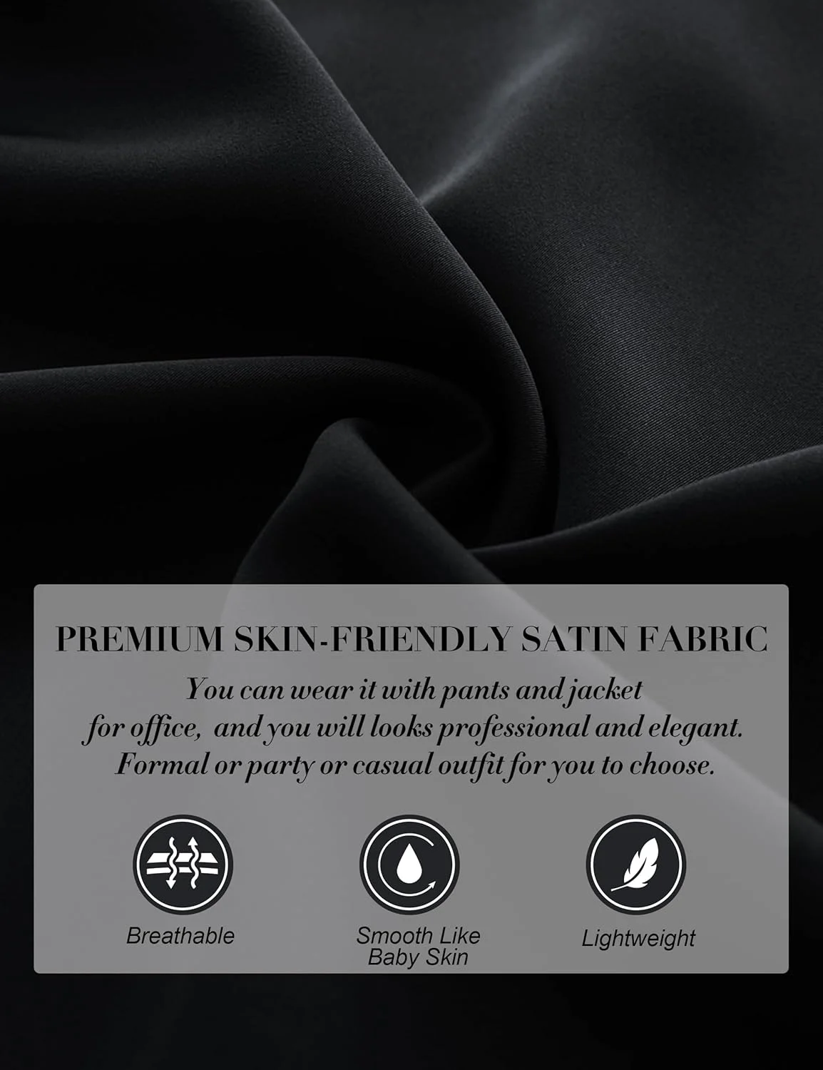 بلوز ساتن ابریشمی زنانه JASAMBAC، پیراهن آستین بلند مجلسی و غیررسمی، تاپ های اداری شیک با یقه سوراخ کلید