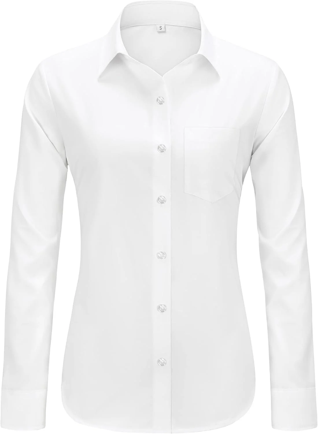پیراهن دکمه دار زنانه J.VER آستین بلند، بدون چروک، رسمی، یقه دار، بلوز اداری غیر رسمی با جیب