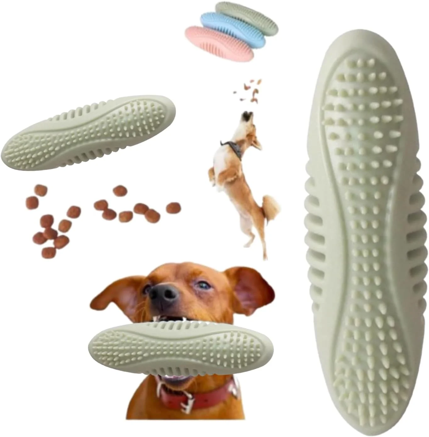 اسباب بازی سگ به شکل خیار دریایی پتساری - اسباب بازی دندانی مقاوم در برابر گاز گرفتن سگ - تمیز کننده دندان سبک و انعطاف پذیر - لاستیک خوراک دهنده غذای طبیعی - مسواک تعاملی (سبز)