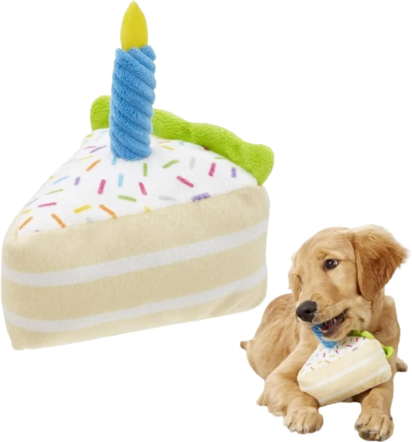 اسباب بازی سگ طرح کیک تولد PETSARY - هدیه تولد سگ با طراحی شمع مخصوص - جشن تولد حیوان خانگی خود را با اسباب بازی صدادار جشن بگیرید - برش کیک توله سگ پولیشی (16.5-15.2 سانتی متر)
