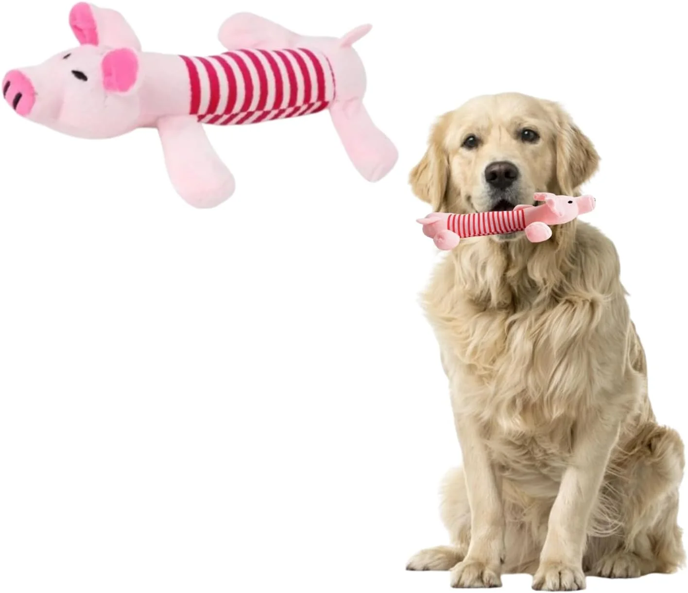 اسباب بازی جویدنی سگ پولیشی و صدا دار خوک پتساری - اسباب بازی دندانی حیوانات خانگی پشمی خنده دار - اسباب بازی نرم و بادوام به شکل خوک - اسباب بازی صدا دار مقاوم در برابر گاز گرفتن برای سگ های کوچک و متوسط - صورتی