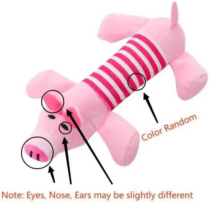 اسباب بازی جویدنی سگ پولیشی و صدا دار خوک پتساری - اسباب بازی دندانی حیوانات خانگی پشمی خنده دار - اسباب بازی نرم و بادوام به شکل خوک - اسباب بازی صدا دار مقاوم در برابر گاز گرفتن برای سگ های کوچک و متوسط - صورتی