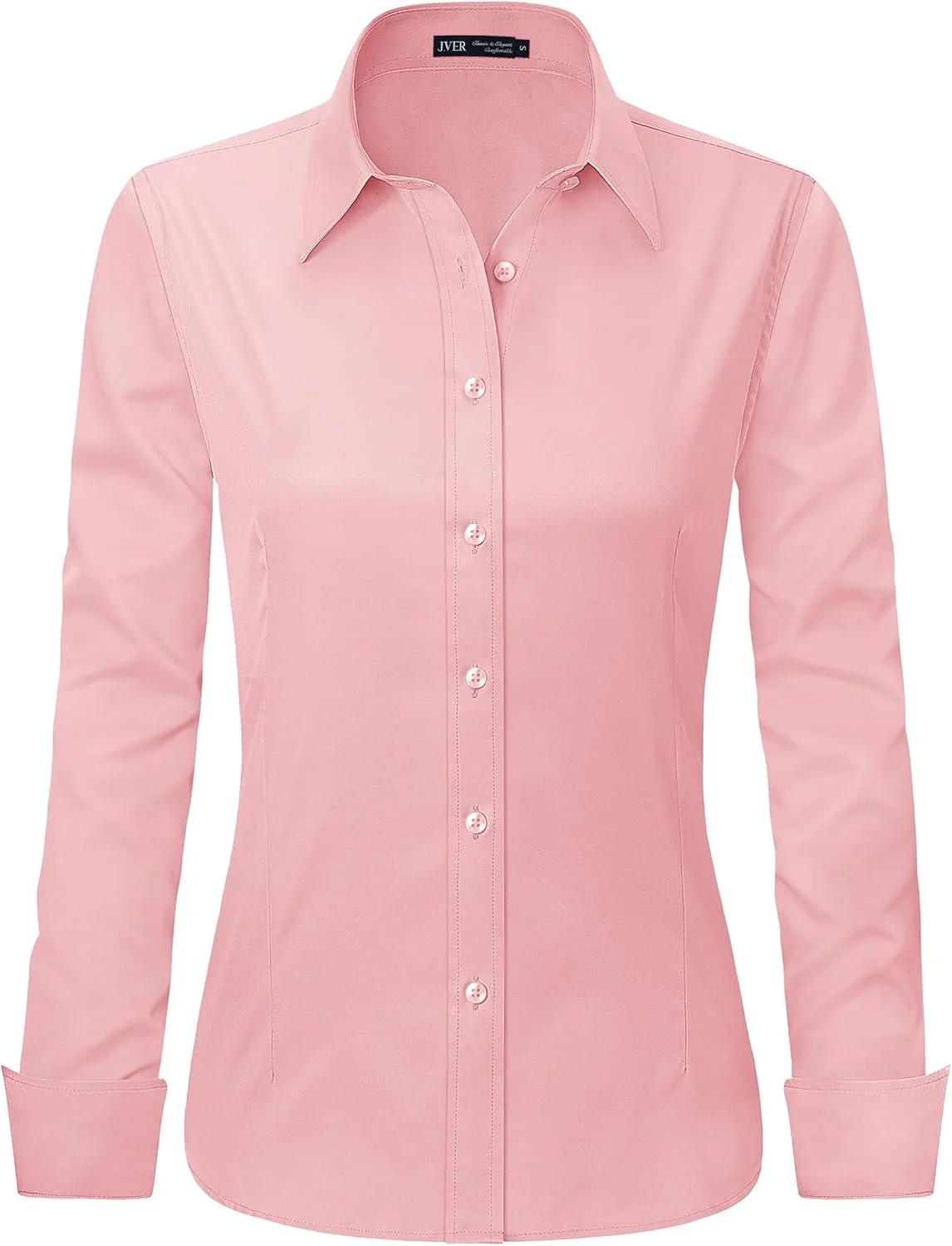پیراهن زنانه J.VER، آستین بلند، دکمه دار، بدون چروک، مناسب کار
