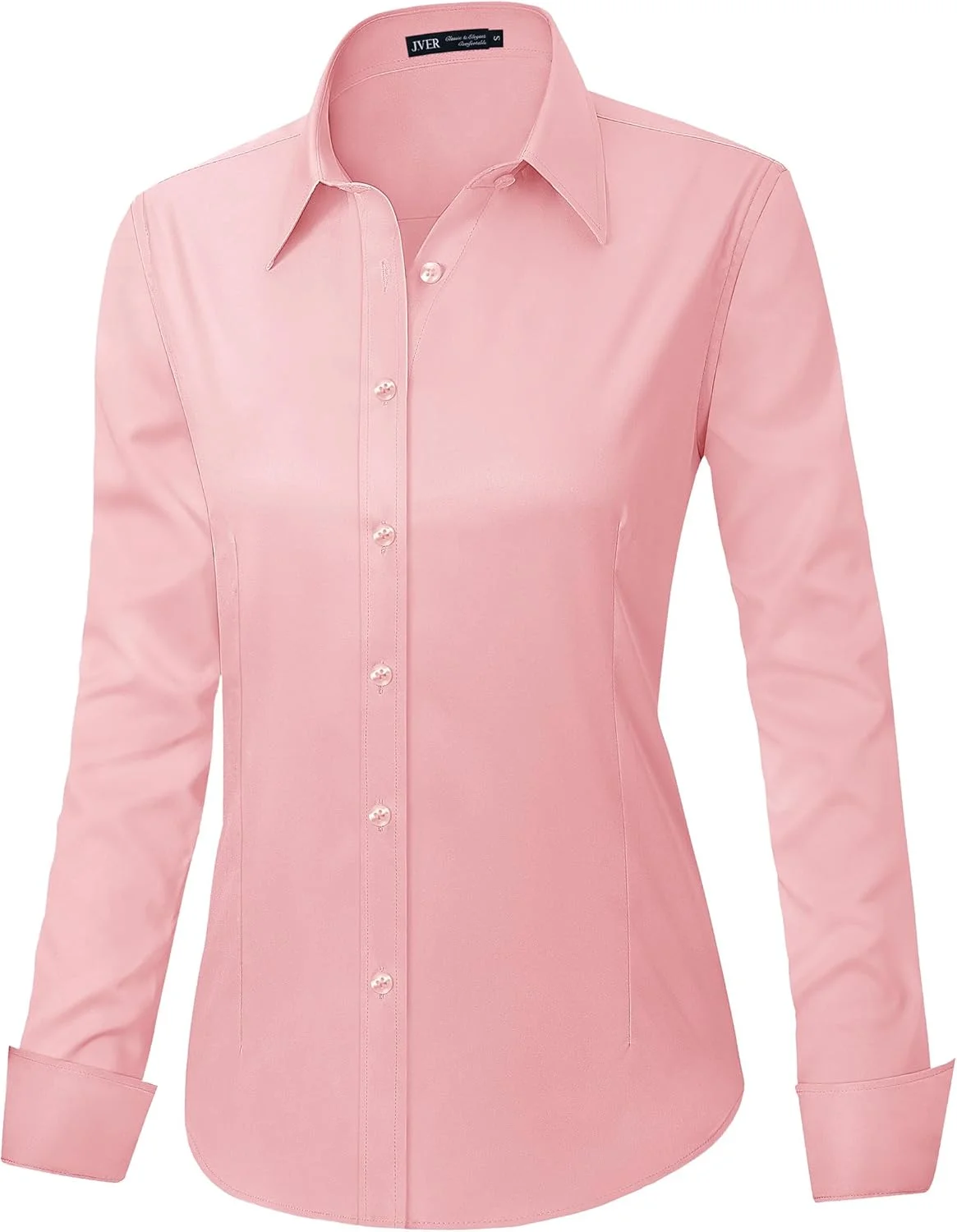 پیراهن زنانه J.VER، آستین بلند، دکمه دار، بدون چروک، مناسب کار
