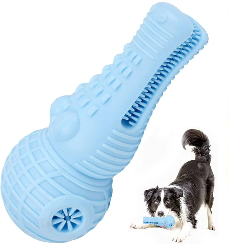 اسباب بازی جویدنی سگ پت پس، مناسب سگ های متوسط، اسباب بازی های تعاملی بادوام و نشکن با صدای جیر جیر، اسباب بازی مسواک جویدنی و تعقیبی برای سگ های کوچک (آبی)