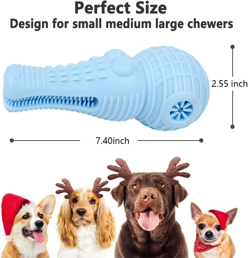 اسباب بازی جویدنی سگ پت پس، مناسب سگ های متوسط، اسباب بازی های تعاملی بادوام و نشکن با صدای جیر جیر، اسباب بازی مسواک جویدنی و تعقیبی برای سگ های کوچک (آبی)