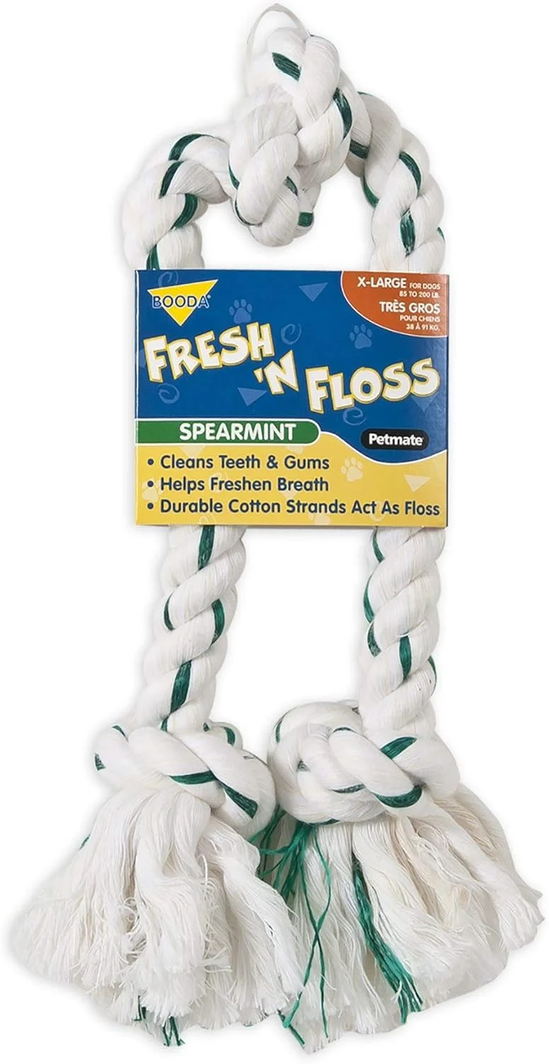 اسباب بازی طناب سگ Petmate Booda Fresh N Floss با 3 گره، بزرگ، نعناع