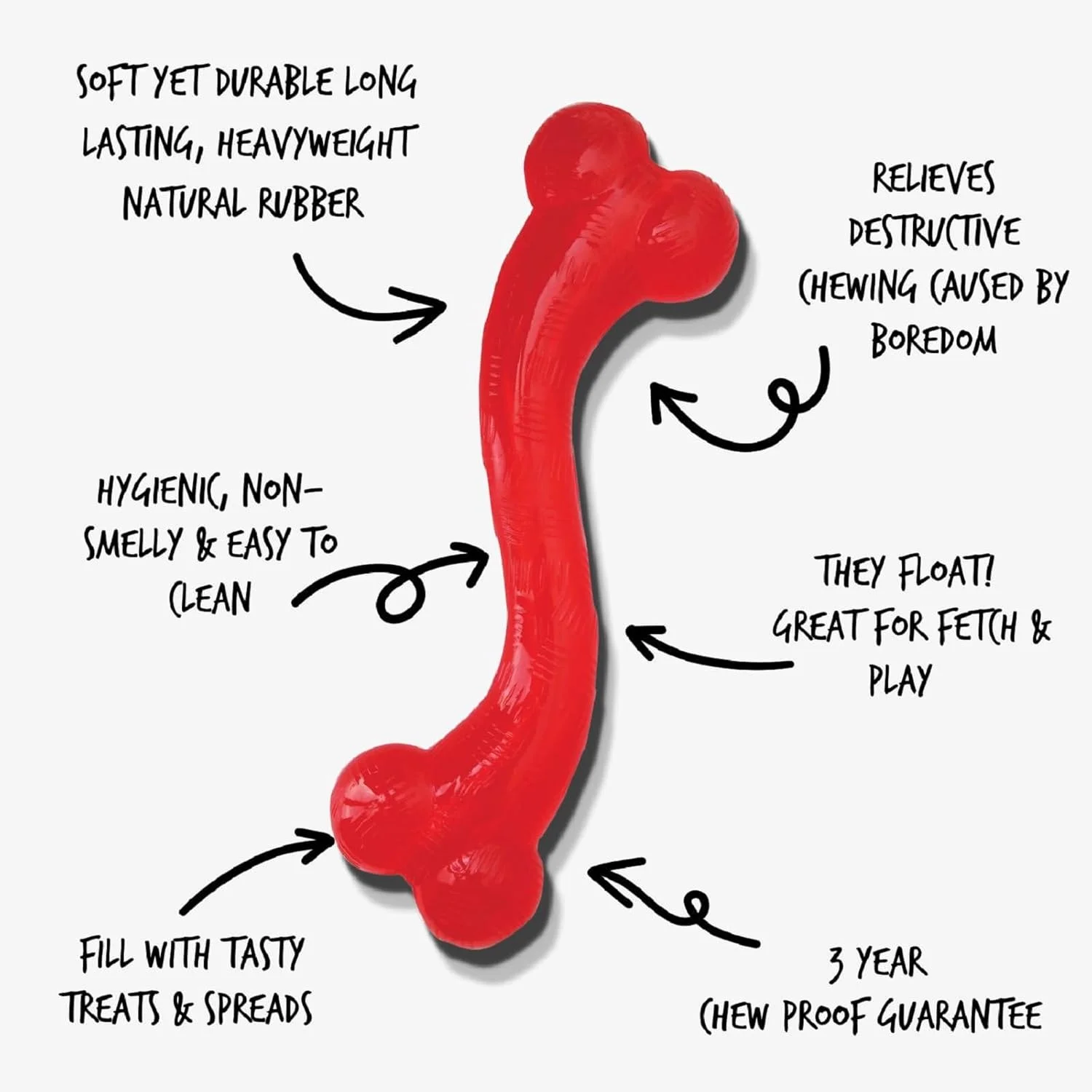 اسباب بازی سگ مقاوم Petlove Mighty Mutts مدل استخوان S از جنس لاستیک